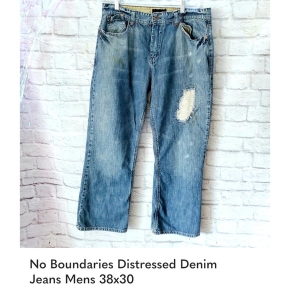 Jeans Distressed Denim | No Boundaries | Mens 38x30 - Picture 4 of 15